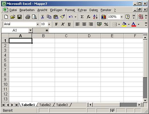 Abbildung 86: Fenster des Tabellenkalkulations-Programms Microsoft Excel